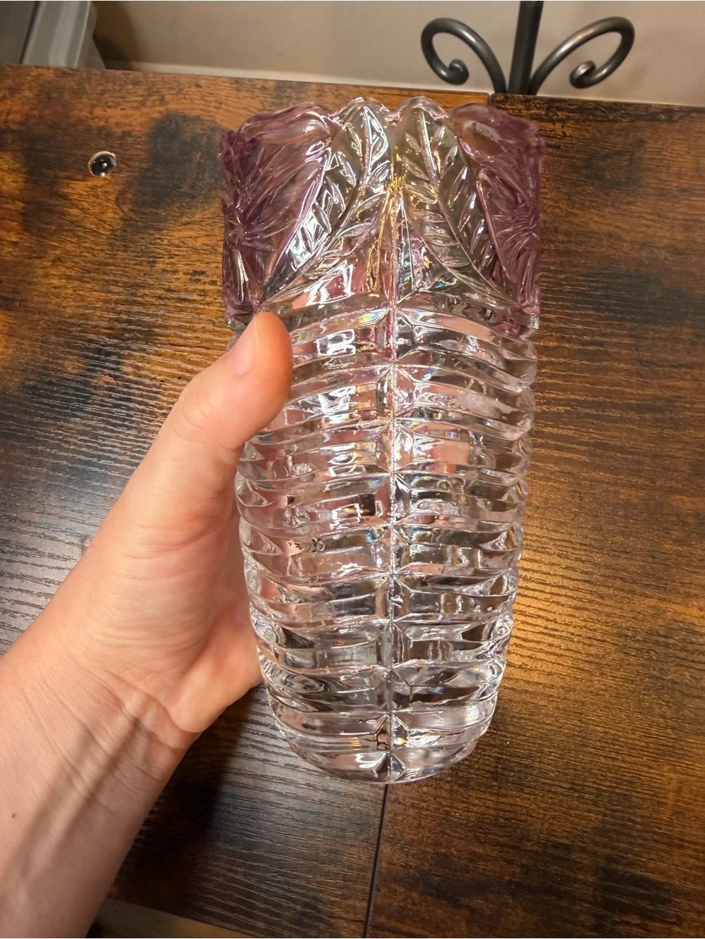 Vintage Anna Hutte Bleikristall Floral Lead Crystal Vase Made In Germany